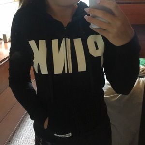 black zip-up PINK sweatshirt